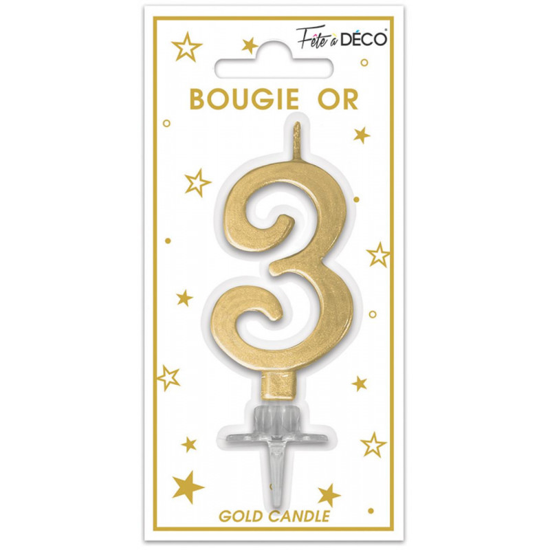 Bougie Chiffre 3 Or