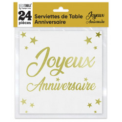 24 SERVIETTES 33x33cm OR...