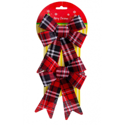 2 NOEUDS 13x17cm TARTAN ROUGE