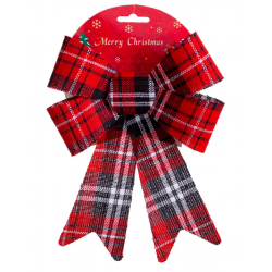 1 NOEUD 18x23cm TARTAN ROUGE