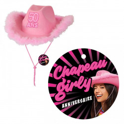 CHAPEAU GIRLY ROSE 50ANS