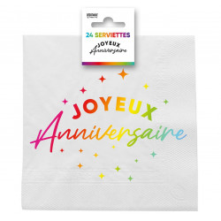 24 SERVIETTES ANNIVERSAIRE...