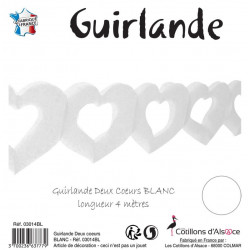 GUIRLANDE 2 COEURS 4m BLANC