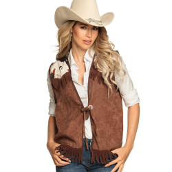 GILET COWBOY BRUN M/L